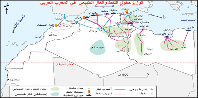 توزّع حقول النفط والغاز الطّبيعي في المغرب العربي توزّع حقول النفط والغاز الطّبيعي في المغرب العربي