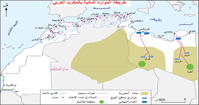 خريطة الموارد المائيّة بالمغرب العربي خريطة الموارد المائيّة بالمغرب العربي
