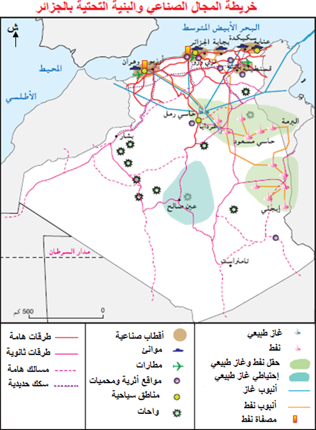 خريطة المجال الصّناعي والبنية التحتيّة بالجزائر